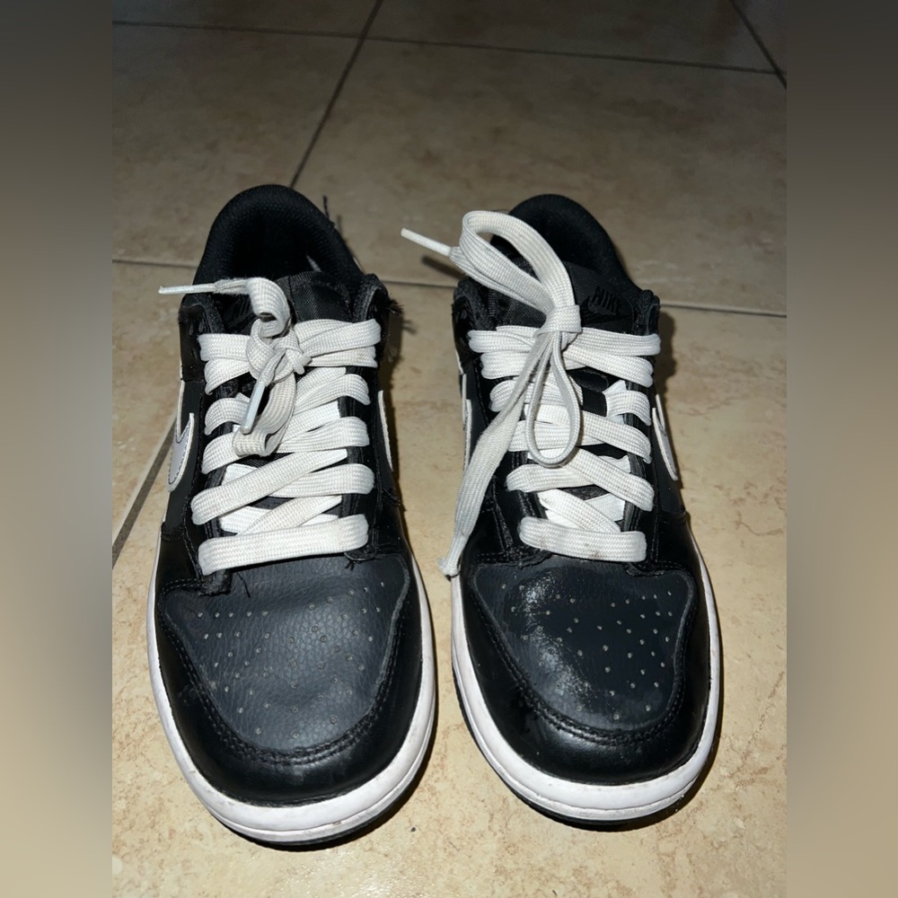 Nike Dunk Low - Youth 4 - USED / Good Condition - Black / Off Noir / White